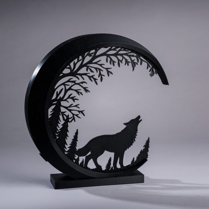 LunaWolf – Lampe Loup Lune LED - Lampes - Vue 1 - Impression 3D France