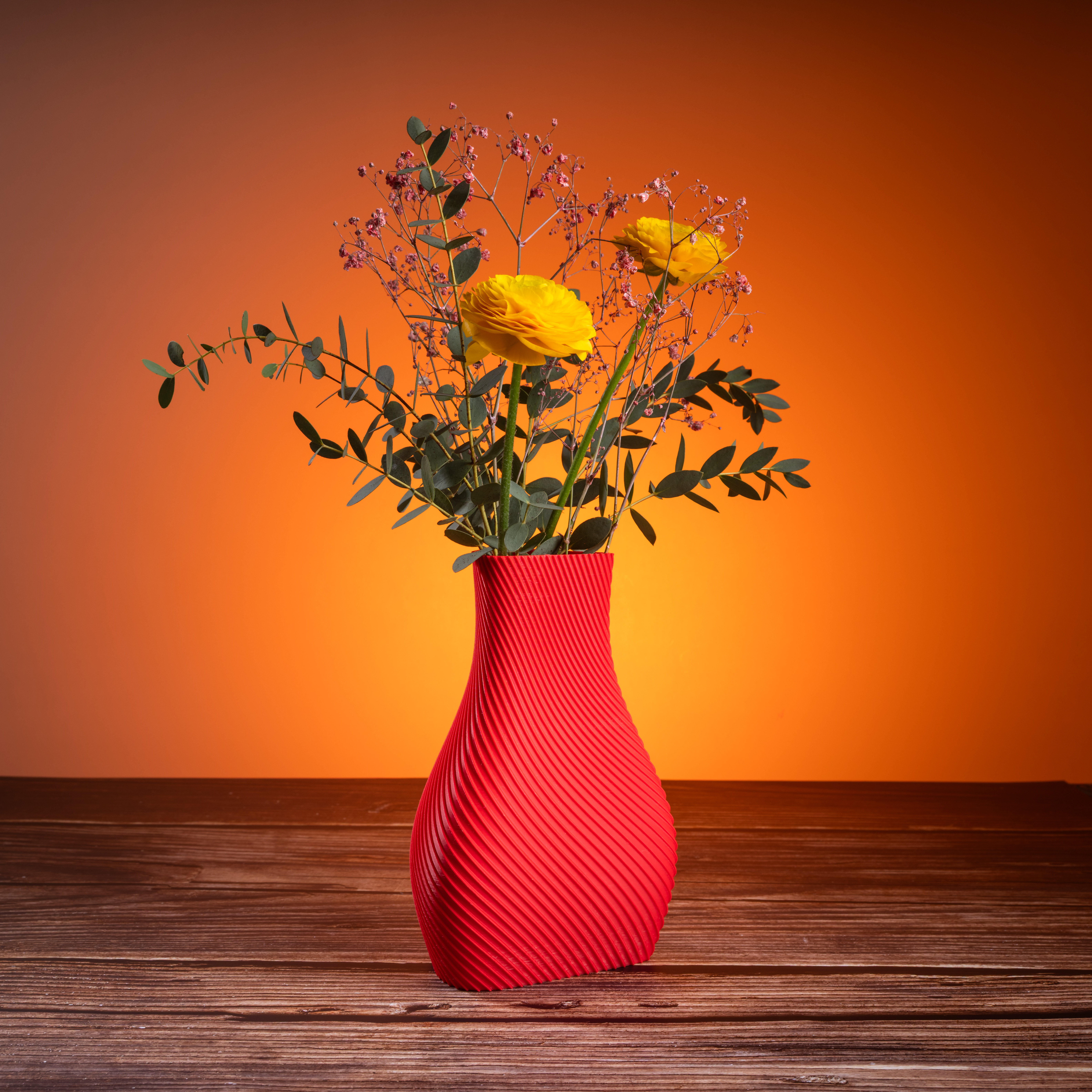 Vortex Rouge – Vase design - Décoration en PLA | Impression 3D CreaMod3D - Vue 3