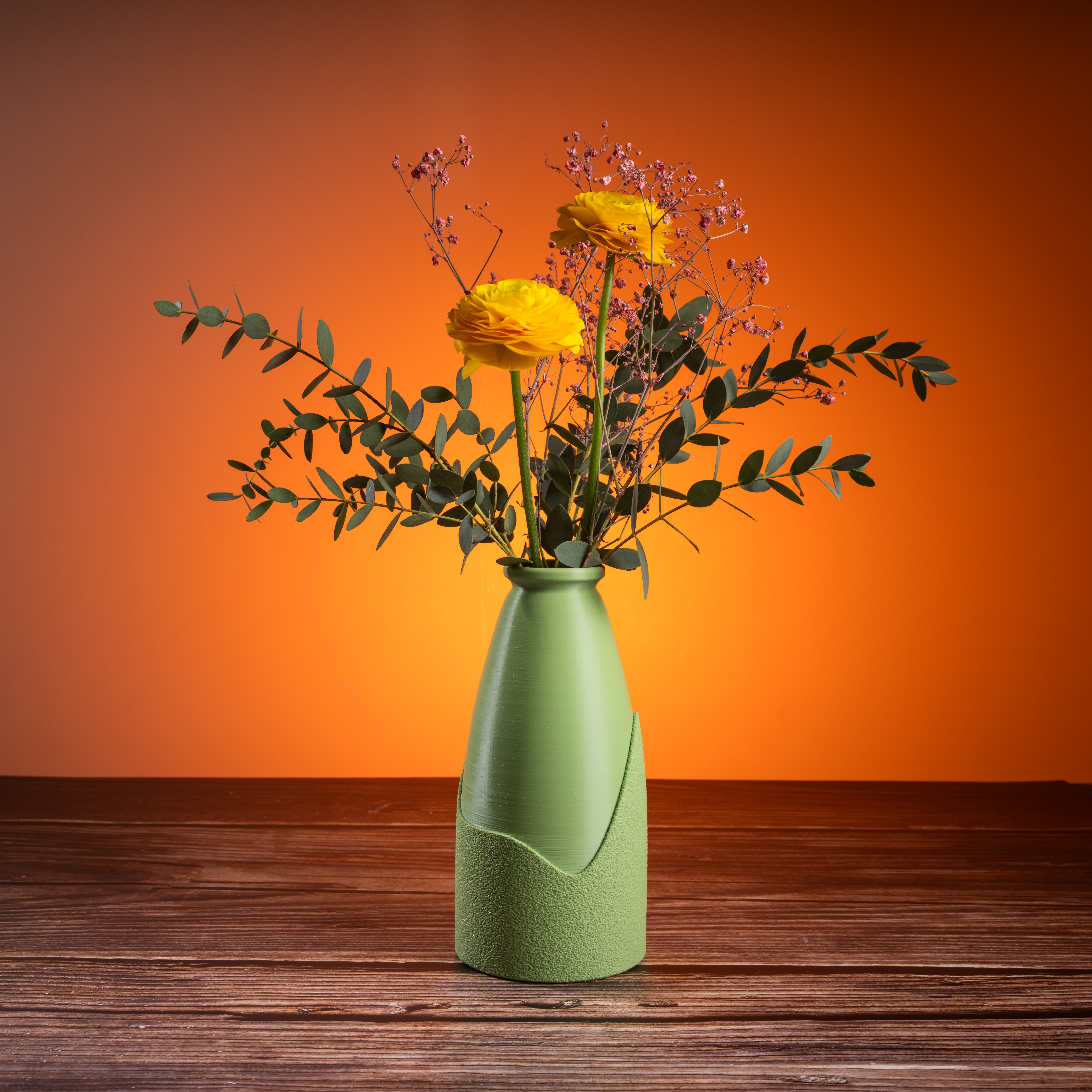 Double Texture - Vase Vert - Décoration en PLA | Impression 3D CreaMod3D - Vue 2