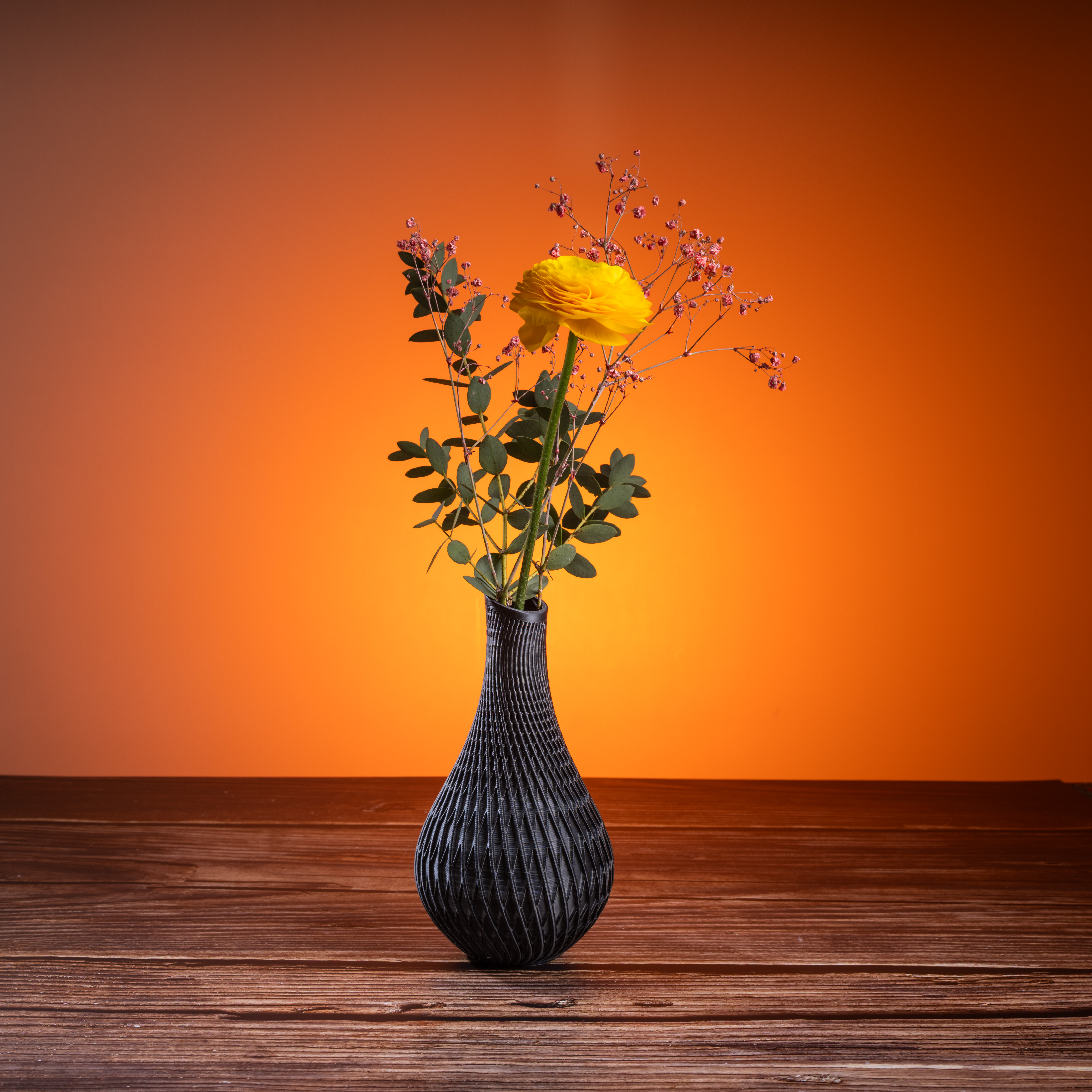 Obsidienne – Vase design noir et blanc - Décoration en PLA | Impression 3D CreaMod3D - Vue 3