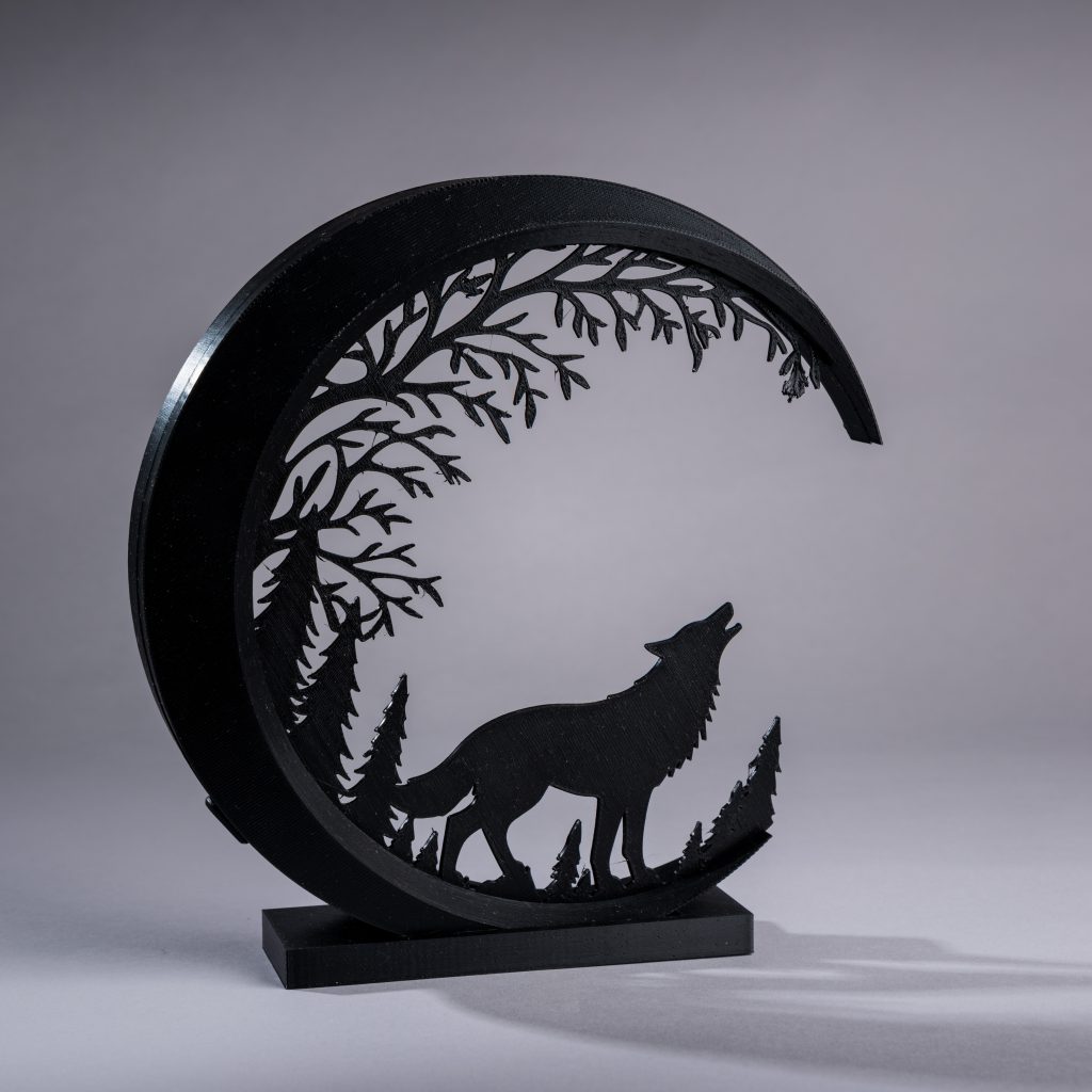 LunaWolf – Lampe loup lune - Impression 3D artisanale Made in France - CreaMod3D