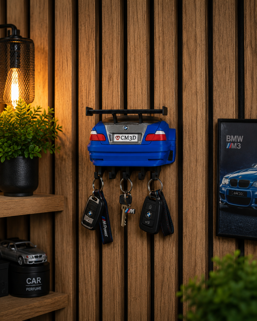 Porte-clés Mural Sport - Style BMW M3 - Personnalisable - Impression 3D artisanale Made in France - CreaMod3D